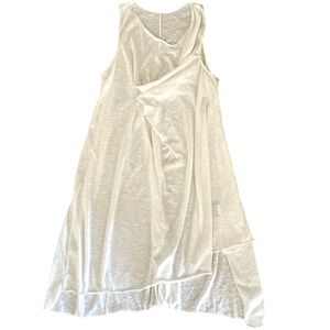 Lee Andersen asymmetrical semi sheer cream t-shirt sleeveless dress